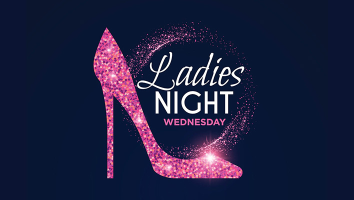 Ladies Night Wednesday with a pink glitter high heel
