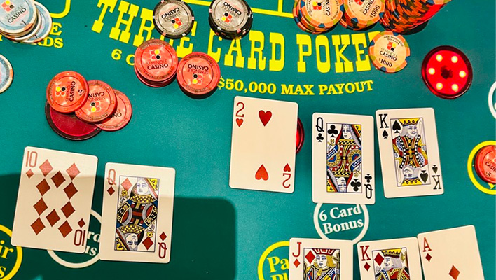 Three Card Poker Progressive Jackpot image with royal straight flush