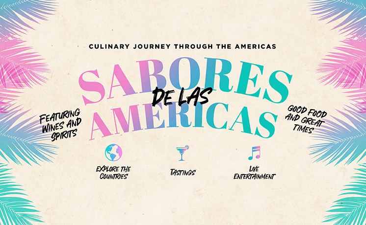 a promotion featuring colorful text that reads Sabores De Las Americas
