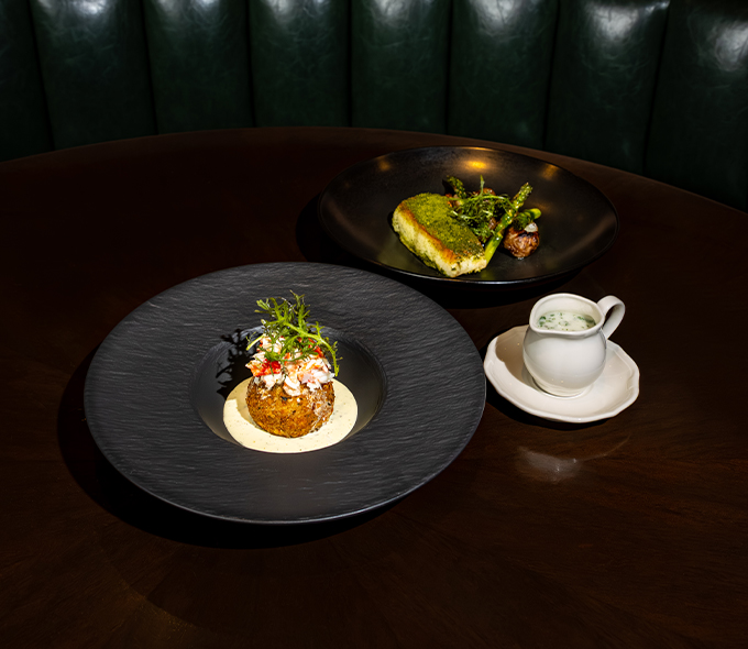 King Crab Arancini and Black Cod
