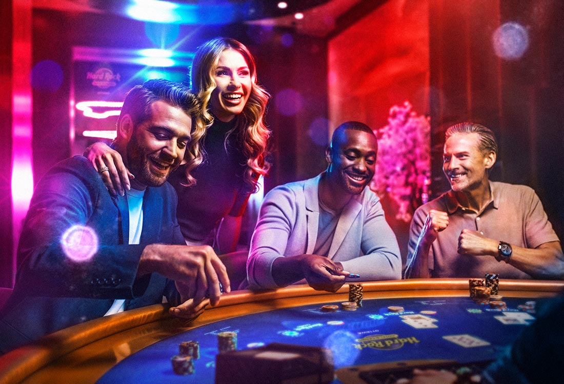 woman and group of men playing table games