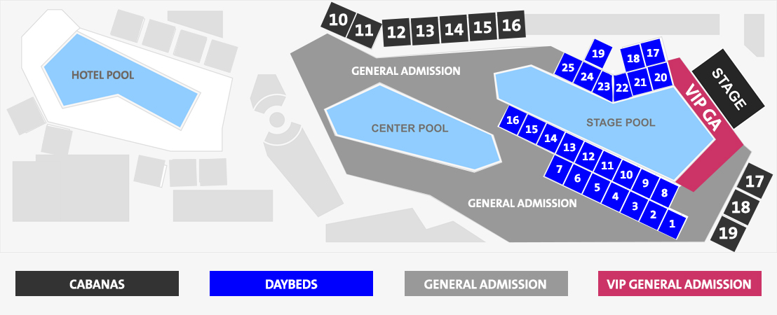 Map of Pool at Seminole Hard Rock Hotel & Casino Tampa