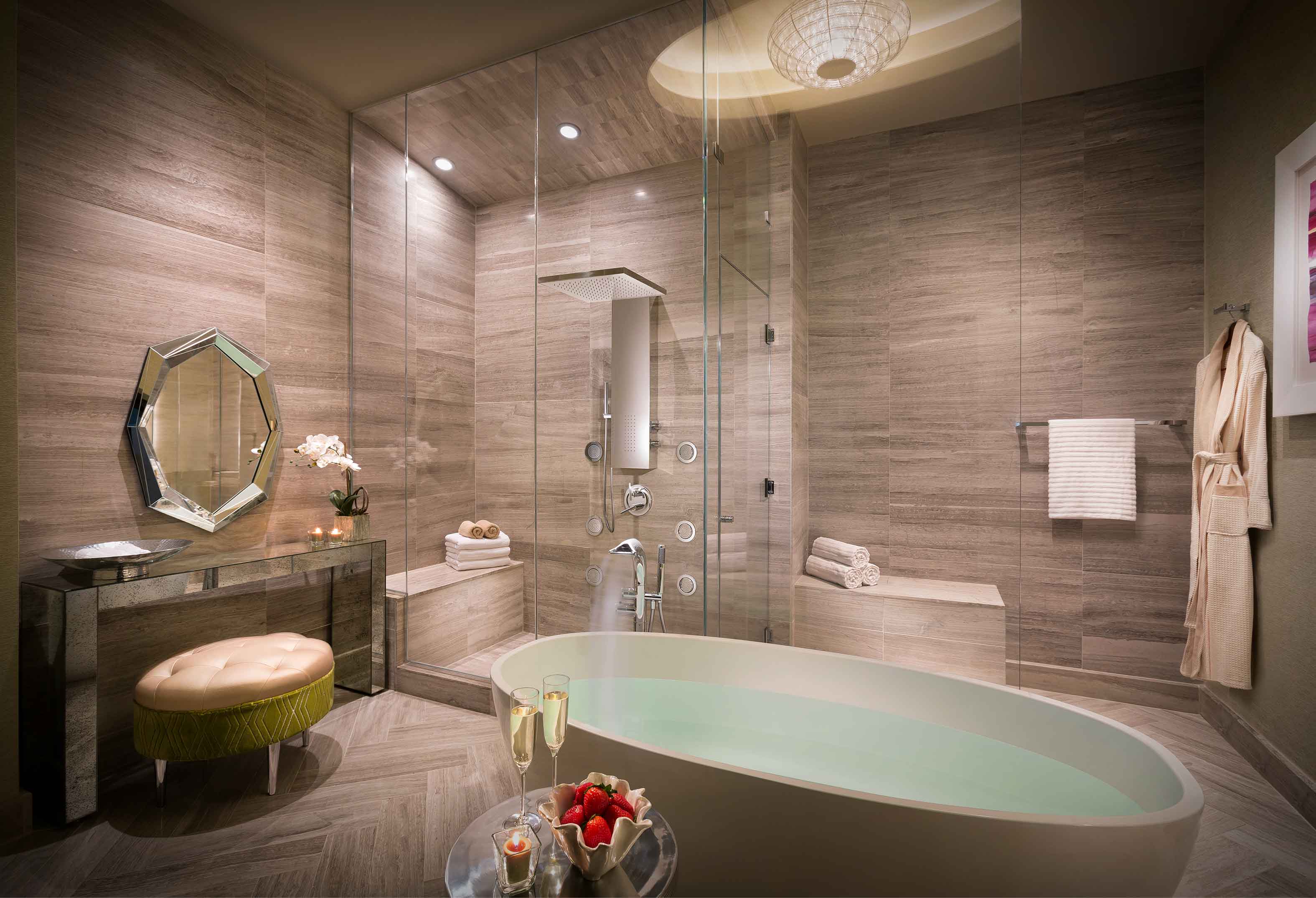 spa-inspired bathroom featuring a soaking tub in West Tower Grand Suite at Seminole Hard Rock Hotel & Casino Tampa