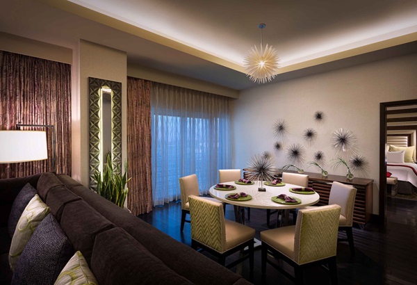 Stylish and spacious dining room in West Tower Grand Suite at Seminole Hard Rock Hotel & Casino Tampa