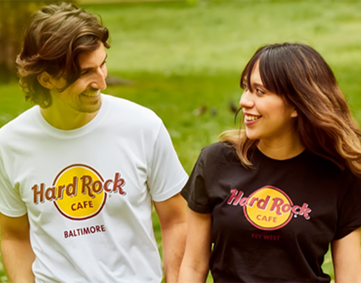 man and woman wearing Classic tees 